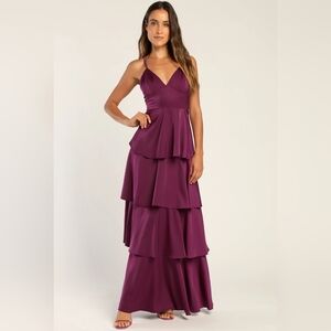 NWOT Lulu's Elegant Purple Tiered Maxi Dress Size XL=14/16